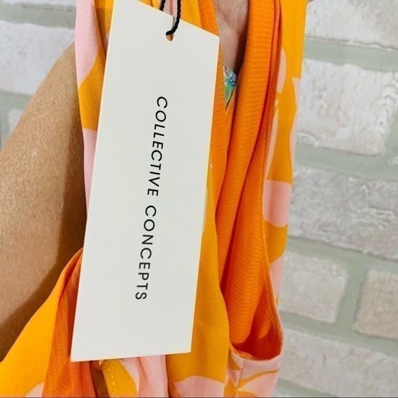 Collective Concepts NWT Tie Neck Floral Midi Dress Size S - Picture 9 of 10